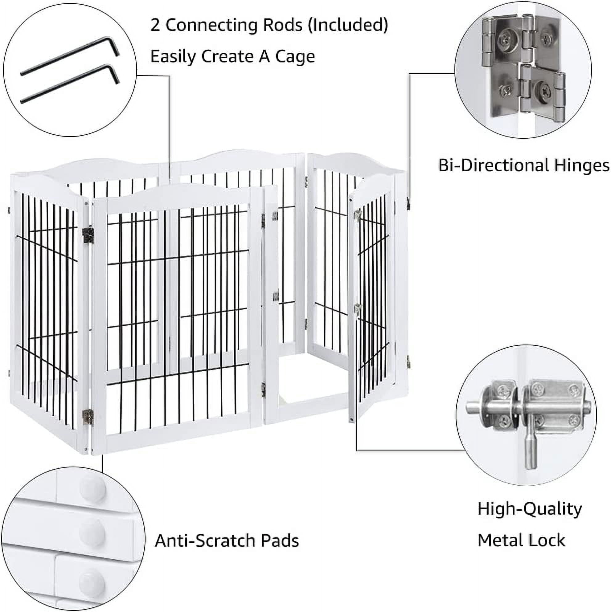 beeNbkks EV1019 6 Panels Pet Gate with Play Pen -  White