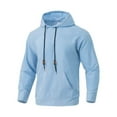 thumbnail image 5 of CFLVAEK Cotton Linen Hoodies for Men Loose Fitted Long Sleeve Hoodie Sweatshirts Big and Tall Drawstring Pullover Tops with Pocket Light Blue S, 5 of 9