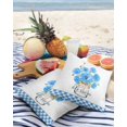 thumbnail image 3 of Pack of 2 Outdoor Pillow Covers, Myosotis Forget Me Not Flower in Glass Bottle Blue Plaid Waterproof Square Throw Pillowcase Cushion Decorative Pillow Covers for Couch Patio Tent, 24x24 in, 3 of 6
