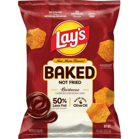 Baked Lay’s 50% Less Fat Barbecue Potato Chips Bag, 6.25 oz