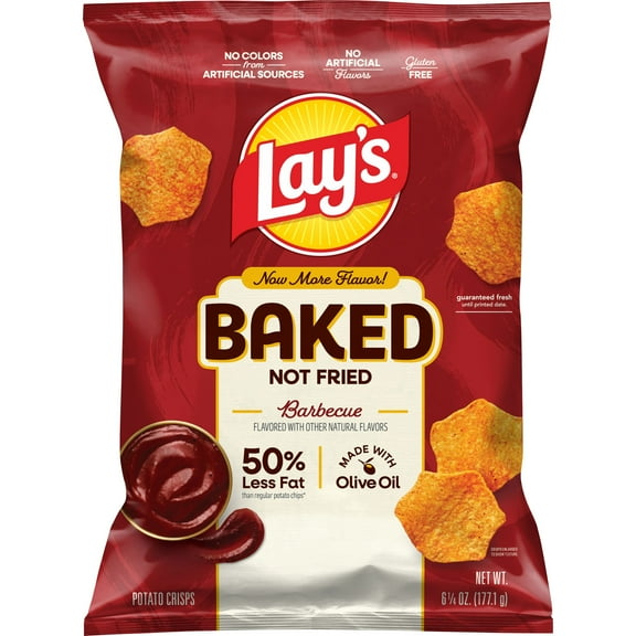 Baked Lay’s 50% Less Fat Barbecue Potato Chips Bag, 6.25 oz
