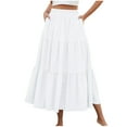 thumbnail image 3 of Sevevn Women Summer Solid Color Casual Long Skirt With High Waist And Flowing Long Skirt With Pockets And Half Skirt Family Gifts White L, 3 of 8