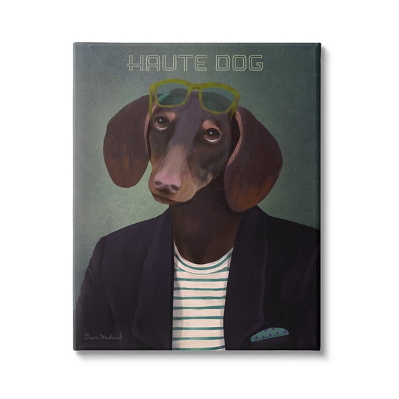 Stupell Industries Haute Dog Quirky Wearing Clothes Blazer Sunglasses Graphic Art Gallery Wrapped Canvas Print Wall Art, Design by Diane Neukirch