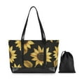 thumbnail image 7 of FORMRS Canvas Laptop Tote Bag for Women with 15.6" Computer Compartments Shoulder Handbag, Black Sunflower Pattern, 7 of 7