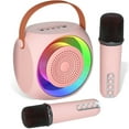 thumbnail image 1 of Mini Karaoke Machine, Portable Bluetooth Speaker with 2 Wireless Microphones, Suitable for Children and Adults, with LED Lights, 1 of 7