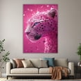 thumbnail image 5 of Mudket Glitter Pink Leopard with Crystals Framed Canvas Wall Art, Cute Girly Pink Leopard Wall Art Trendy Decor for Girls Bedroom, Dorm, Vanity Room, Ready to Hang - 40"L x 28"W, 5 of 10