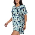thumbnail image 2 of Lsque Penguins Whales Women's Short-Sleeved Pajama Set - 2 Piece Soft and Lightweight Sleepwear Set-Small, 2 of 9