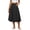 Black, variant on Womens Mid-Calf Skirt A Line Zip Button Pocket Elastic Waist Pleated Solid Color Summer