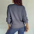 thumbnail image 5 of VISALY V Neck Pullover Sweater Crochet Sweaters Womens Sweaters Casual Long Sleeve V Neck Lightweight Crochet Pullover Sweater Tops Mesh Sweaters Fashion Sweatshirt Plus Size Sweaters Navy L, 5 of 6