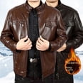 thumbnail image 1 of Chaqueta de cuero para hombre de padre de mediana edad y anciano Chaqueta de cuero con cuello para hombre Ropa casual para personas de mediana edad, 1 of 5