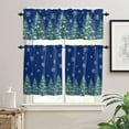 thumbnail image 2 of Christmas Trees Blue Kitchen Curtains and Valances Set, Rod Pocket Curtains Tier Farmhouse Window Curtains 36 Inch Length, Xmas Snowflake Star Bow Ball 3 Piece Kitchen Curtains Set, 2 of 6