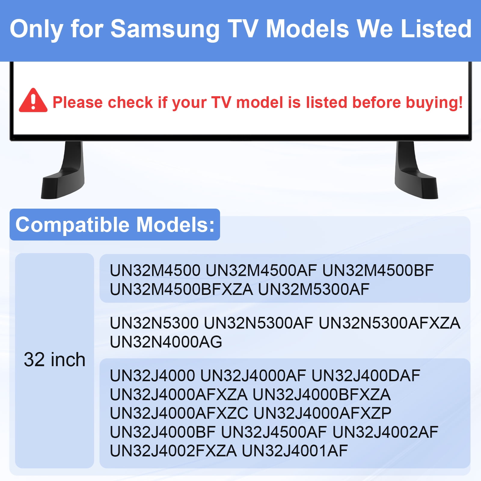 TV Stand Legs for Samsung TV Legs, for UN32N5300 UN32M4500 UN32J4000 UN32J400DAF UN32M4500AF UN32N5300AF UN32J4500AF UN32J4002AF for Samsung TV Stand Legs with Screws Black