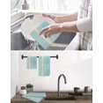 thumbnail image 5 of Aqua Beige Striped Kitchen Dish Towels for Drying Dishes Set of 3, Modern Farmhouse Retro Lines Waffle Weave Microfiber Hand Tea Bathroom Towels Quick Dry & Absorbent Towel 15.7x23.6, 5 of 7