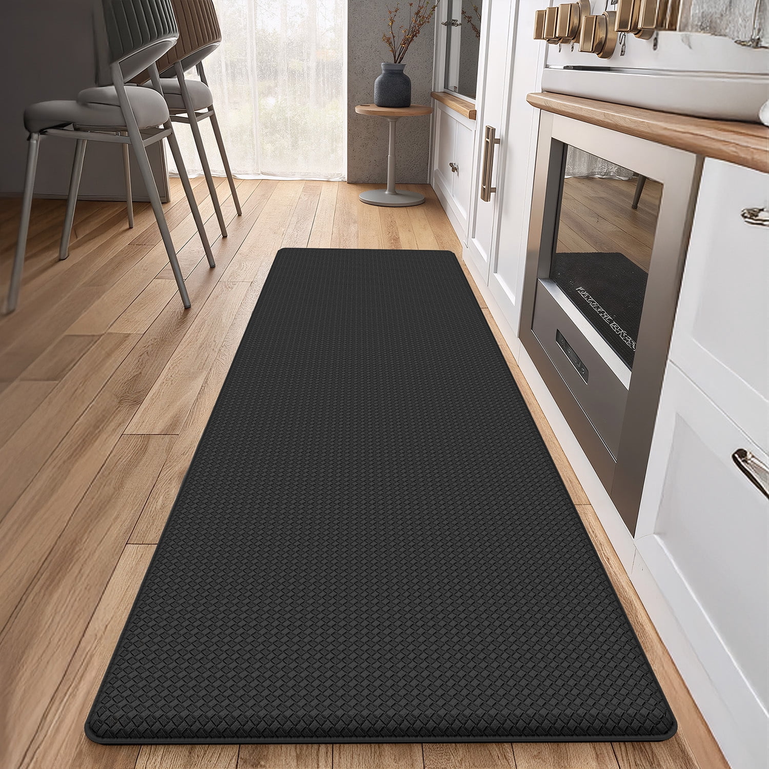 PABUBE Kitchen Rug and Mat Kitchen Mat Anti Fatigue, Non Slips Kitchen Floor Mat, Kitchen Rug or Mat Washable, 17"x 59", Black