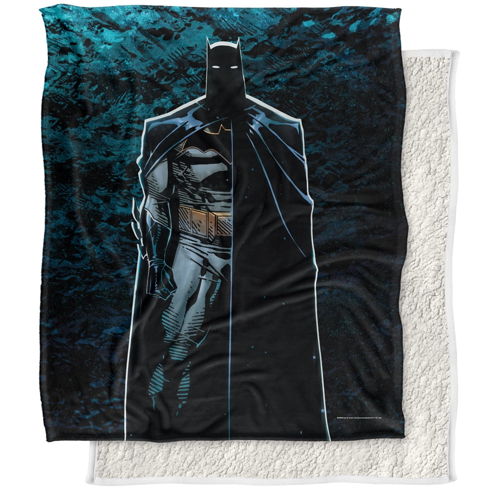 Batman Blanket, 50x60, Batman Batcave Silhouette Silky Touch Sherpa Back Super Soft Throw