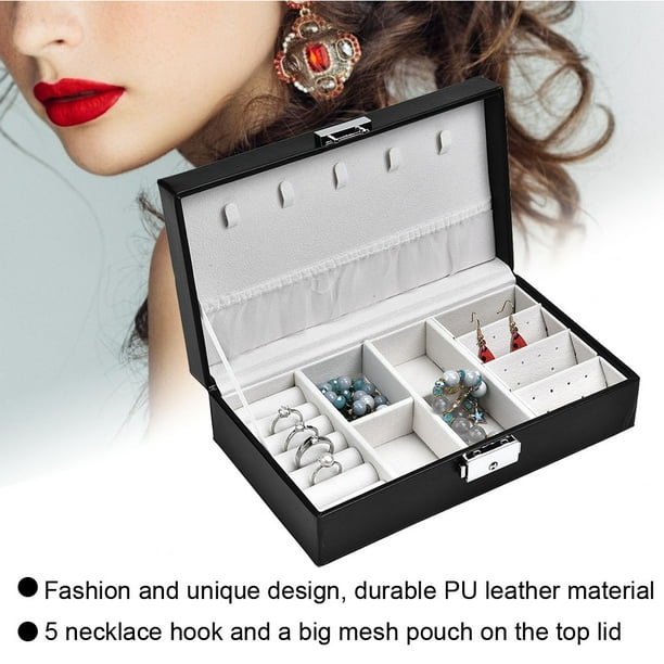 Fdit Jewelry Box Organizer,Portable PU Leather Earring Necklace Holder  Large Capacity Jewelry Box Organizer 