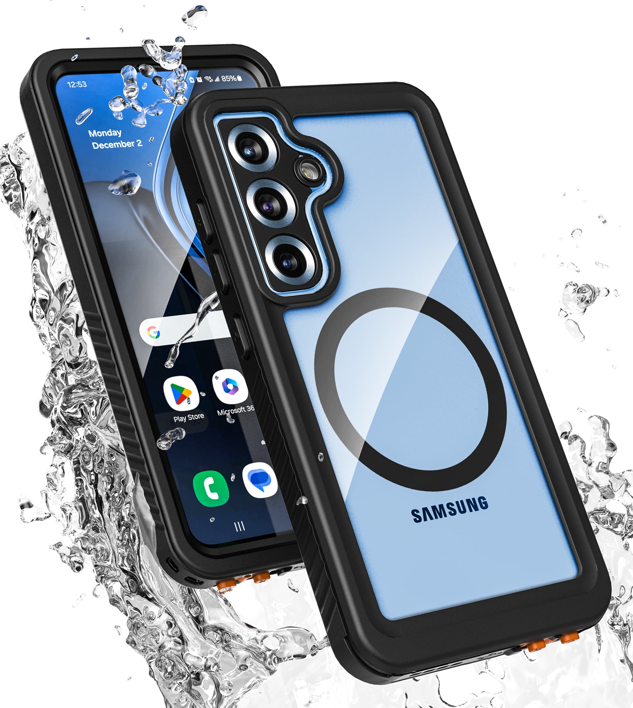 Encased Waterproof Case Designed for Samsung Galaxy S25 (IP68) Full Body Protective Phone Case with Screen Protector Built-in (Clear/Black)