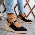 thumbnail image 3 of Modisza Pointed Closed Toe Wedge Sandals for Women Casual Slingback Suede Espadrilles Slip on Walking Shoes for Ladies Work size 6.5 Black, 3 of 7