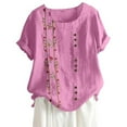 thumbnail image 2 of Pink Womens Tops Blouse Size Shirt Floral Women Plus Top Sleeves Embroidered Short Plus Size Tops Shirts for Women, 2 of 4