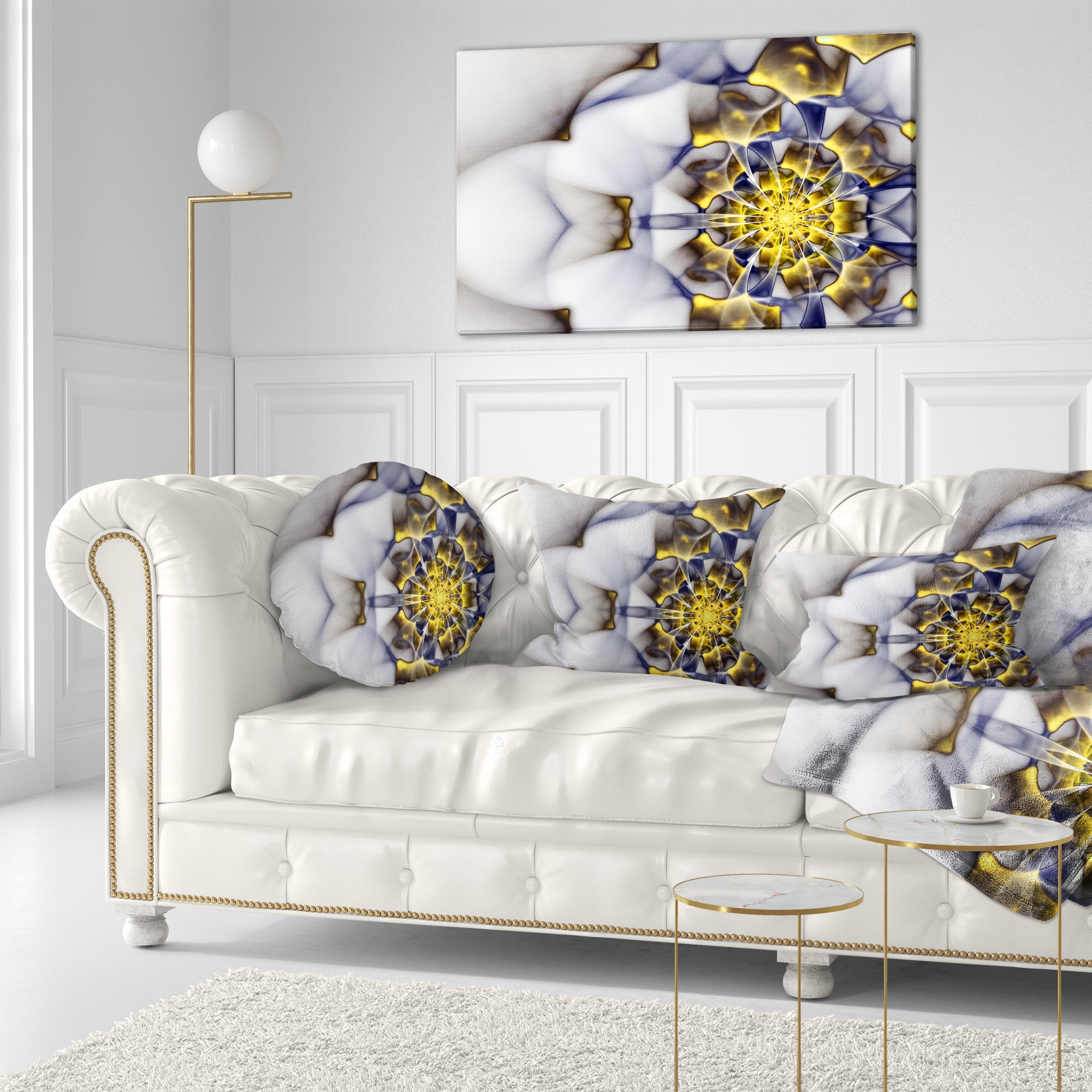 Designart 12" x 20" Blue Polyester Throw Pillow
