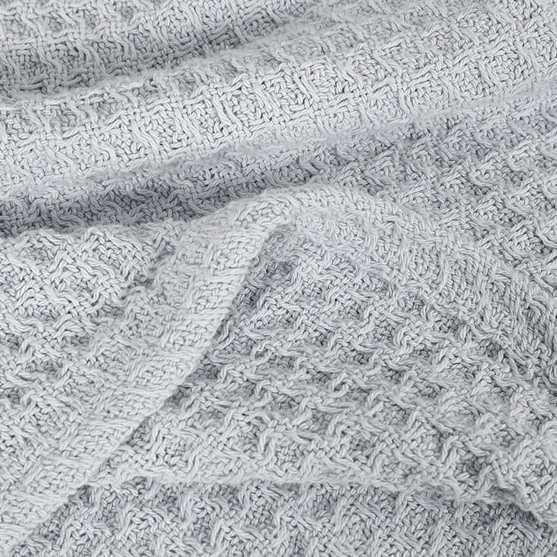 Unique Bargains Cotton Waffle Weave Bed Throw Blanket Gray 90" x 90"
