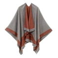thumbnail image 1 of Women's Cloak Shawl Soft Warm Windproof Wrap Stylish Color Blocking Design for Autumn Spring Winter, 1 of 4