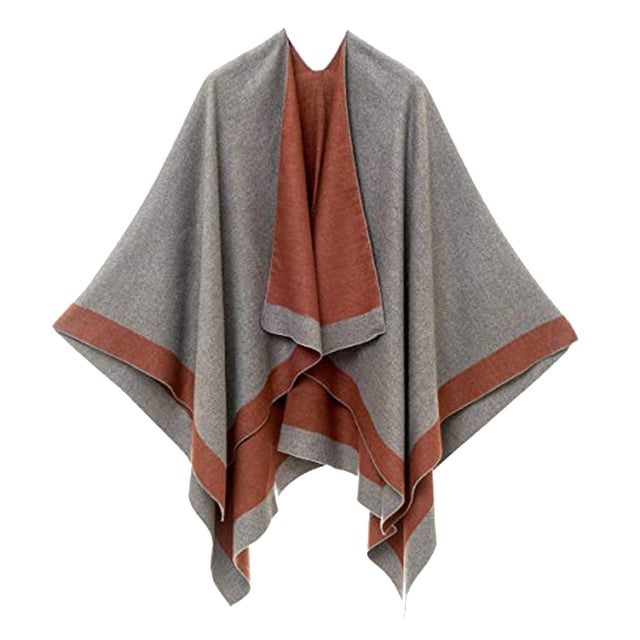 Women's Cloak Shawl Soft Warm Windproof Wrap Stylish Color Blocking Design for Autumn Spring Winter