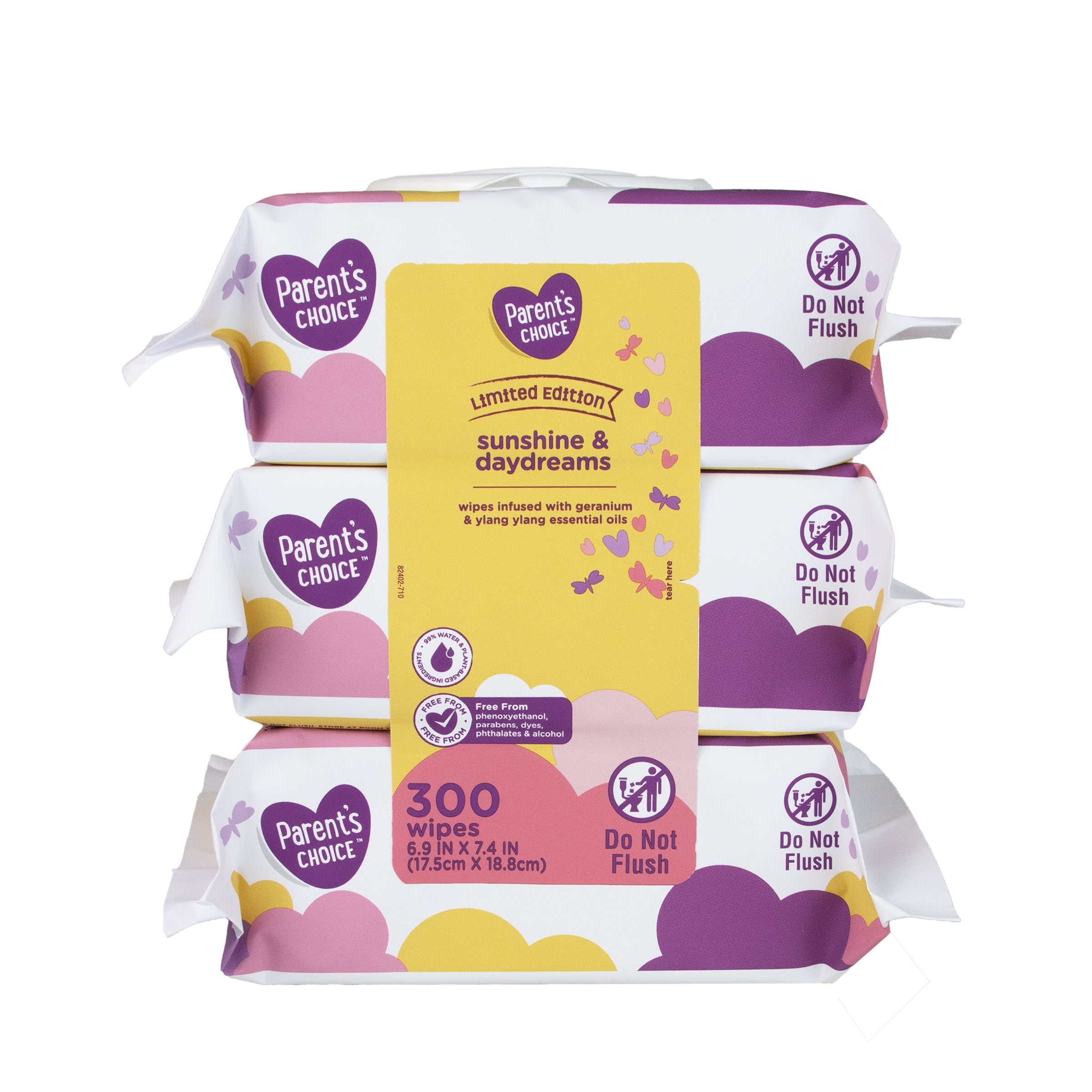 (4 pack) Parent's Choice Limited Edition Sunshine & Daydreams Baby Wipes, 300 Count