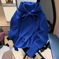 thumbnail image 5 of TEAJOPSUU Women's Ruffle Hem Hoodies Long Sleeve Bow Drawstring Hooded Sweatshirts Casual Pullover Fall Sweatshirts Blue, 5 of 6