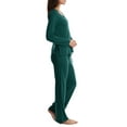 thumbnail image 2 of Blis Women's and Women's Plus Sleep Long Sleeve Satin Trim Pajama Pant Set, 2 of 3