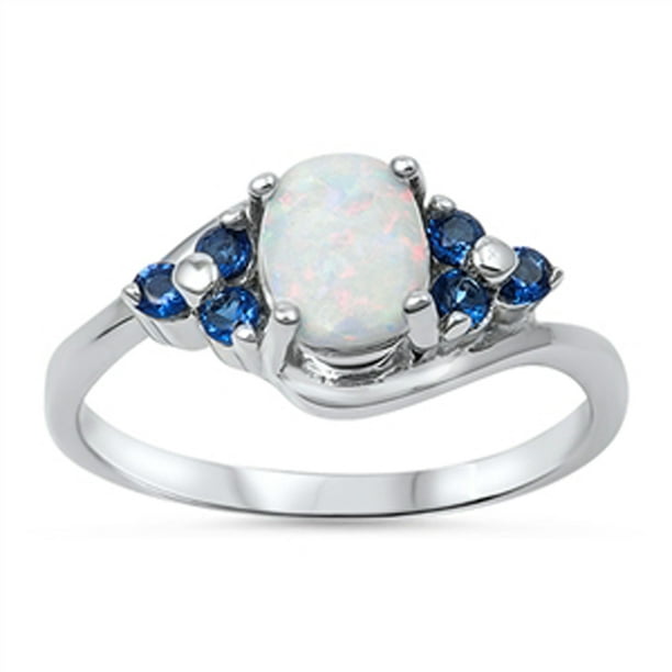 Sac Silver - CHOOSE YOUR COLOR White Simulated Opal Elegant Simple Oval ...