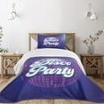 thumbnail image 3 of Ambesonne Colorful Quilted Bedspread Set 2 Pcs, Retro Letter Disco Ball, Twin Size, Purple Blue White, 3 of 6