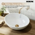 thumbnail image 2 of HOROW Bathroom Vessel Sink, 16'' X 13'' Oval Modern Above Counter Vanity White Porcelain Ceramic, 2 of 10