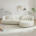 thumbnail image 3 of Tabaray 116" Modern Sofa Couch Curved Sofa Cloud Couch Sectional Sofa Corner Sofa for Living Room Mid Century Comfy 5-Seater Sofa Deap Seat Sectional Sofá with 7 Pillows, Beige Left Arm, 3 of 9