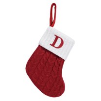 Christmas Stocking with Letter, Initial Embroidered Mini Cute Christmas Stockings Cotton Cord with White Super Soft Plush Cuffs Christmas Decorations, 1 Pcs, 6.0x7.0"