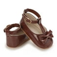 thumbnail image 4 of LYHaoo Toddler Kids Girls Soild Bowknot Princress Shoes Soft Sole The Floor Barefoot Non First Prewalker Shoes Sizes 4 Brown(Toddler), 4 of 6