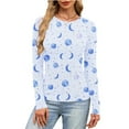 thumbnail image 6 of Puyaiuu Women's Long Sleeve Ribbed Knit Floral Shirts Casual Crewneck Long Sleeve Slim Fit ShirtsTops Fall Fashion Clothes Winter Outfits Fashion T-Shirt Tops Dressy Work Clothes Gift, 6 of 6