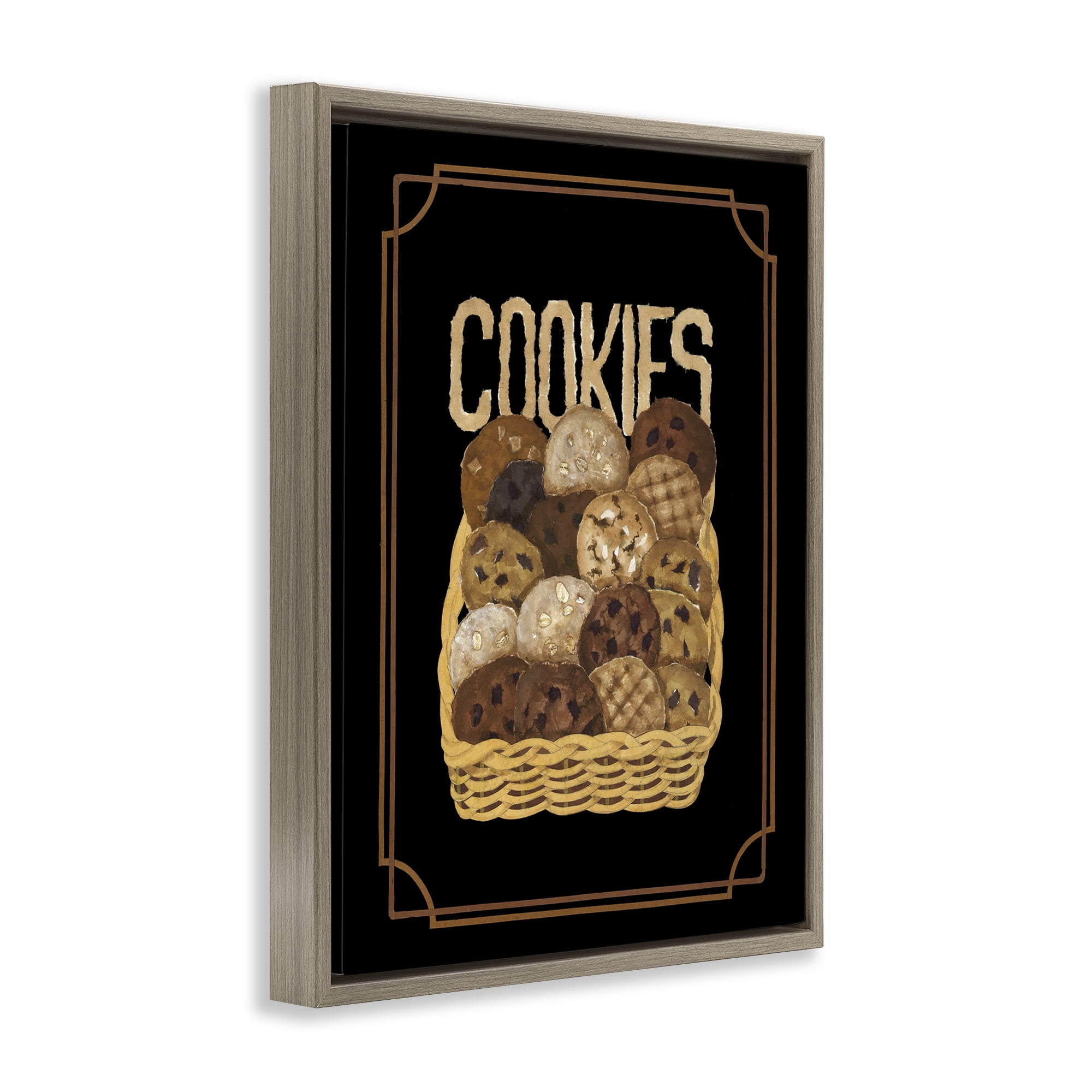Stupell Industries Assorted Cookie Basket Food & Beverage Painting Brown Floater Framed Art Print Wall Art, 17 x 21