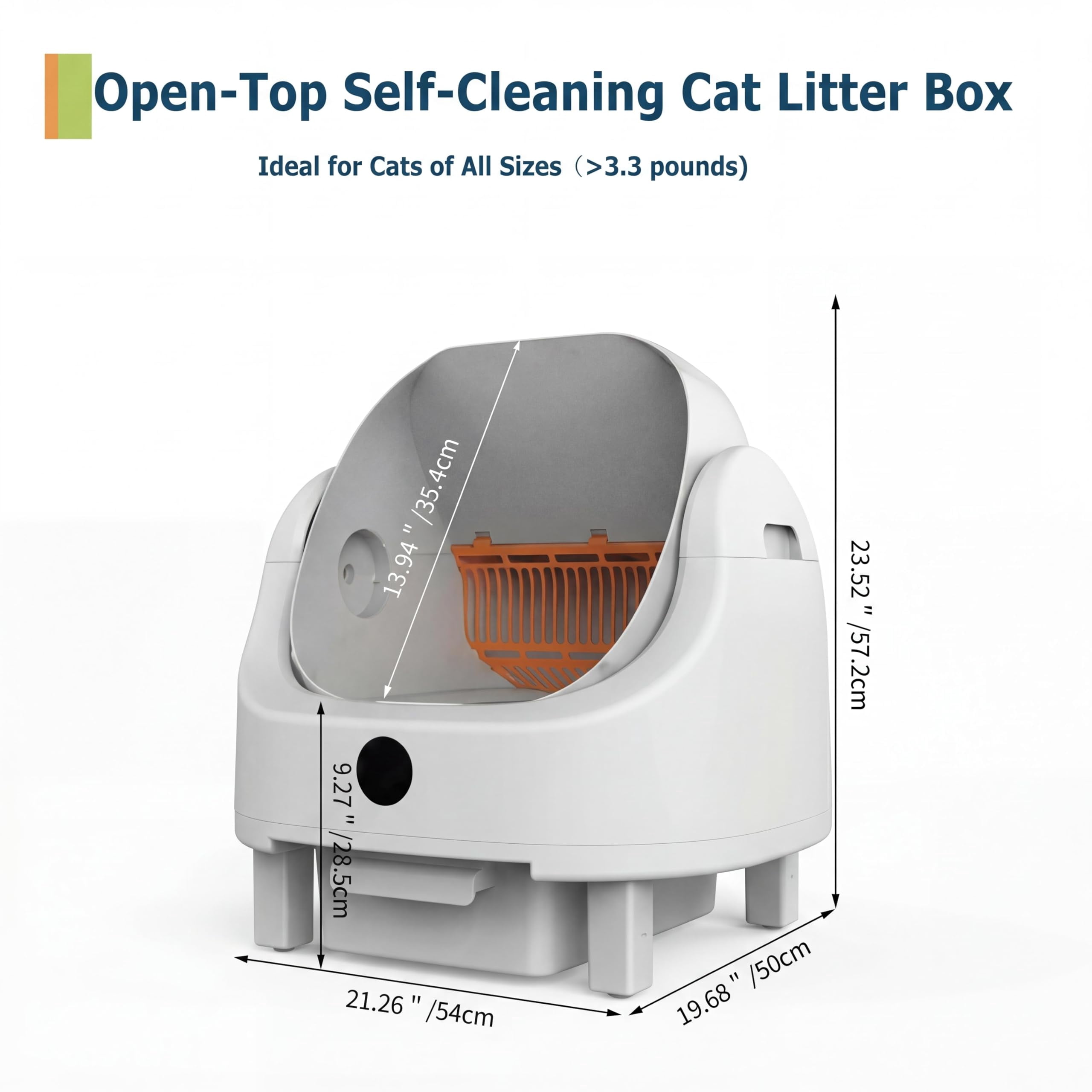 9L Self Cleaning Litter Box, Automatic Litter Box for Multiple Cats with Open-Top Design, APP Control, Real-Time Monitoring, Odor Control, 96L Drum, Waste Bin, Infrared Safety Sensors