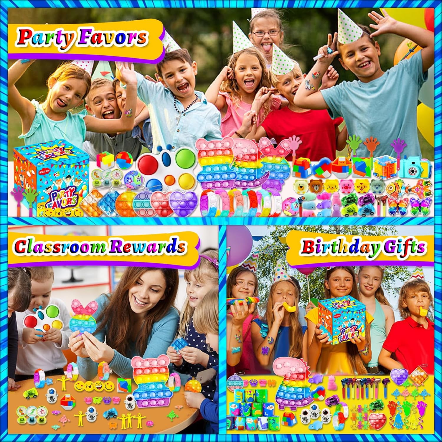 206-Piece Party Favor Toy Set – Fun Assorted Goodie Bag Fillers, Sensory Fidget Toys, Pinata Prizes, Classroom Rewards, and Treasure Box Gifts for Kids