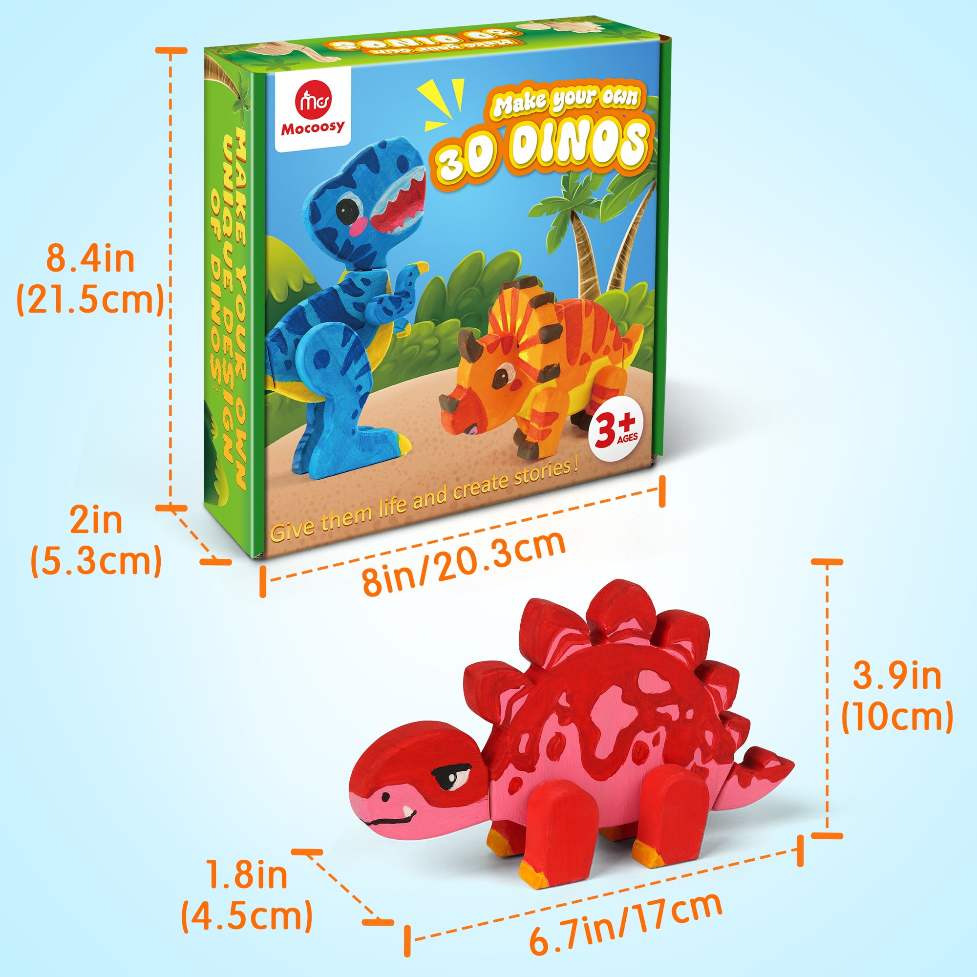 Wooden Dinosaur Painting Art Easter Craft Kit for Kids 3-5, Wood Take Apart Dinosaur Snap Together Building Toy, Build Your Own Dinosaur with Paint and Stickers STEM Game Creative Gift for Boys Girls