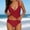 Yj-2611-Rouge, variante sur Top-kevin Maillots de Bain Deux Pièces pour Femmes, Contrôle du Ventre, Tankini, Maillot de Bain, Tour de Cou, Encolure en V