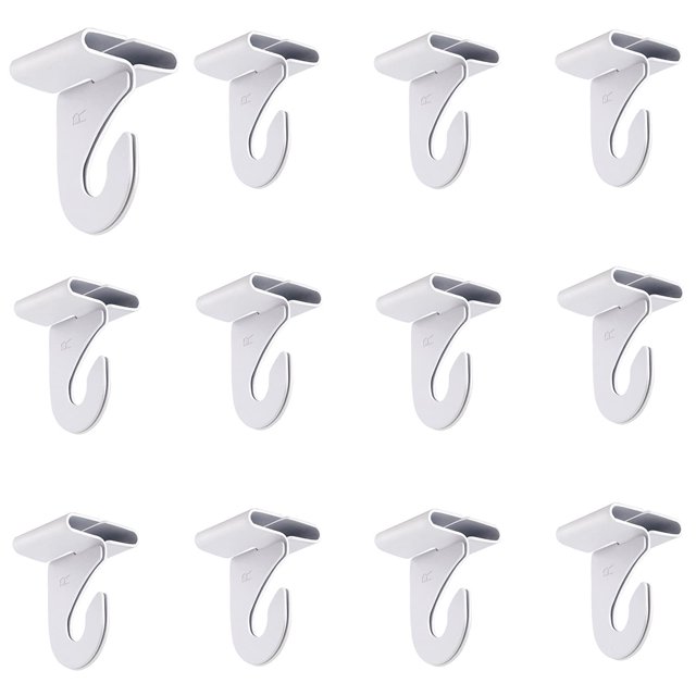 Gansita 12 pares de ganchos de techo abatibles Clip de riel en T Ganchos de techo suspendidos Ganchos de techo resistentes para colgar plantas y decoraciones Ganchos de barra en T de metal para azulej