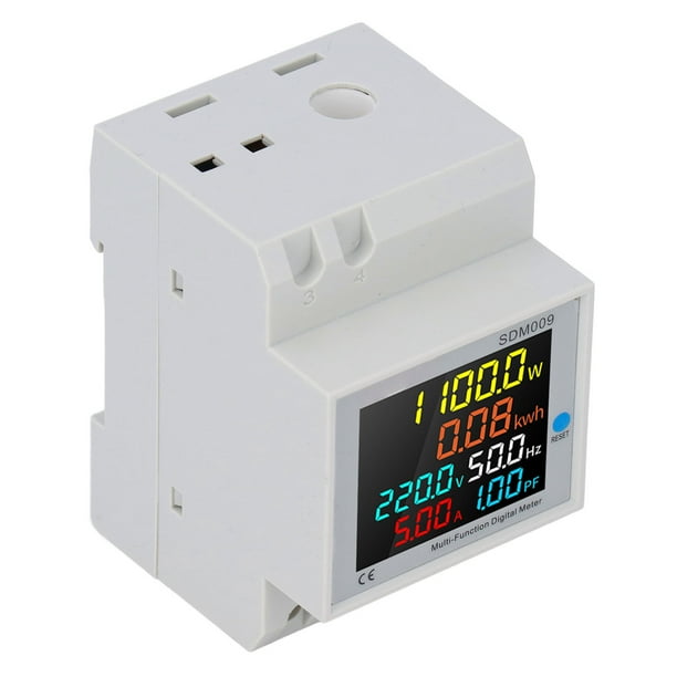 Medidor Digital De Montaje En Riel, Multifuncional, Confiable, Práctico, Pantalla LCD, Multímetro, Montaje En Riel Guía, Resistente Y Duradero Para Equipos Eléctricos