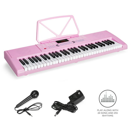 Best Choice Products 61-Key Portable Electronic/Electric Keyboard Piano Musical Instrument w/ LED Screen, Built-In Dual Speakers, Record & Playback Function, Microphone, Headphone Jack -