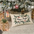 thumbnail image 5 of Christmas Pillow Covers 12x20,Eucalyptus Mistletoe Christmas Decorations Pillows Decorative Throw Pillow Cases, Merry Bright Xmas Lumbar Cushion Covers for Winter Home Couch, 5 of 5