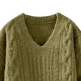 thumbnail image 4 of FRSASU Mens V Neck Pullover Chunky Sweaters Ribbed Knitted Cable Oversized Pullovers Tops Army Green, 4 of 6