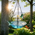 thumbnail image 4 of Solar Cascade Hanging Bird Bath Fountain with Solar Pump, Glass Bowl Hummingbird Water Fountain for Garden Yard Patio Backyard Decor,Blue,23.5x45 cm / 9x18 in, 4 of 7