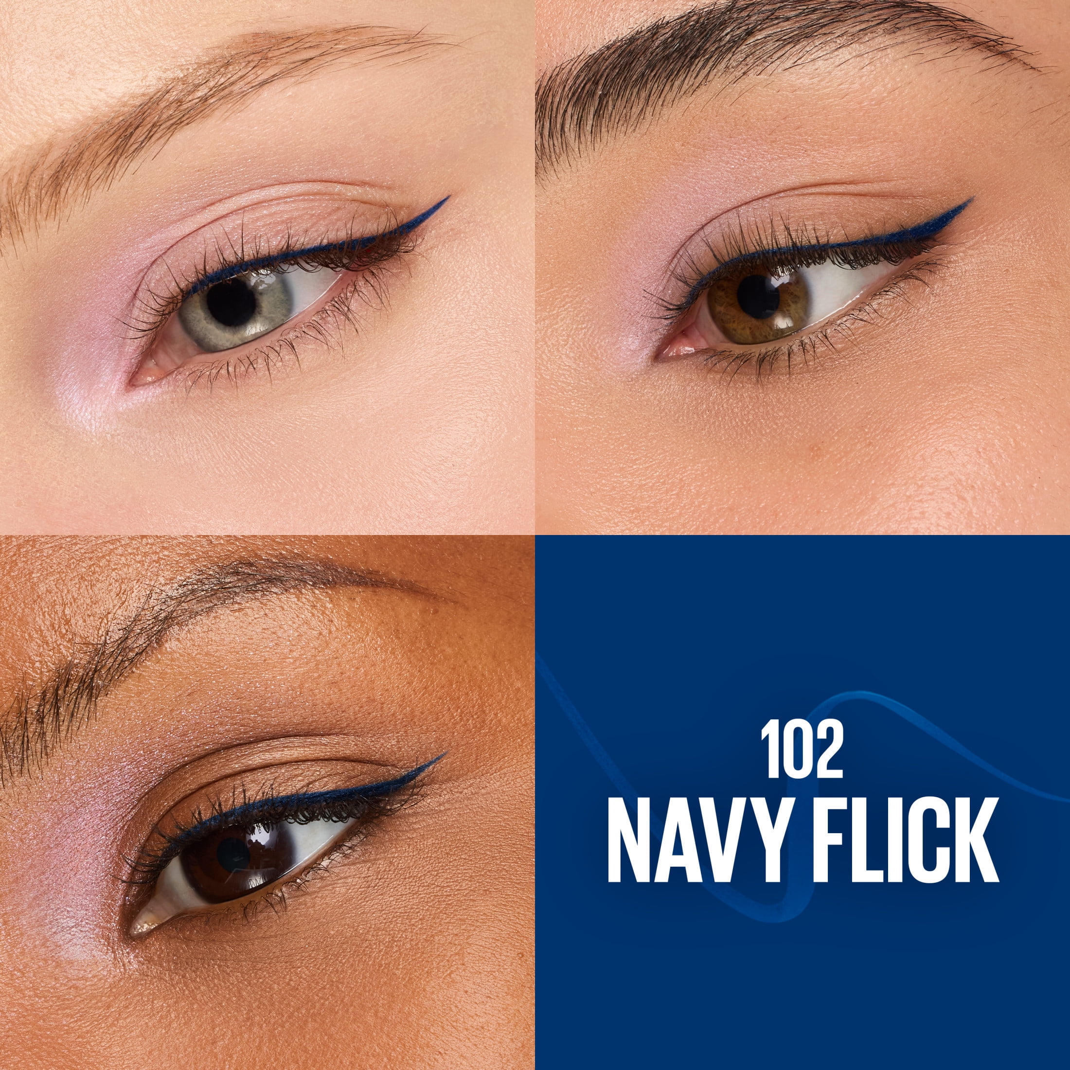 Maybelline Flash Wing Liner, Winged Liquid Eyeliner Pen, Long Lasting, Navy Flick, 0.02 fl oz