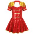 thumbnail image 4 of CHICTRY Girls Ringmaster Circus Show Tassel Tutu Dress with Steampunk Hat Outfit Festival Dancewear A Red 6, 4 of 7